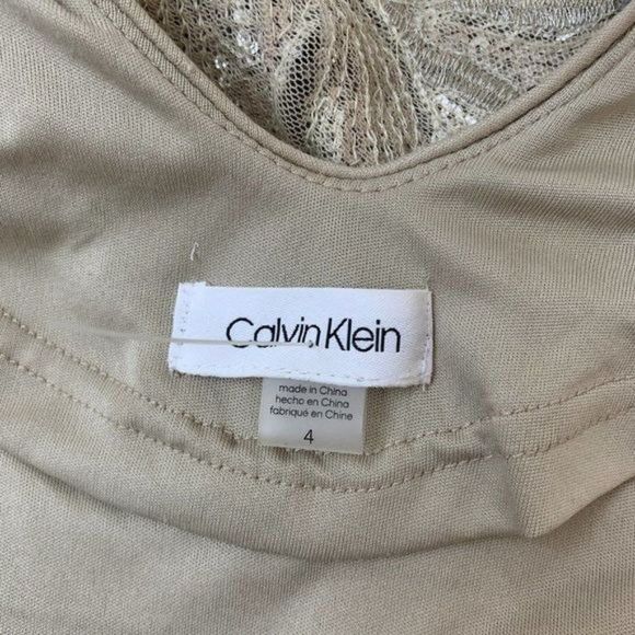 Calvin Klein Womens Sequined Cowl Back Cocktail Dress CD9BGP9X Size 4 Gray Beige - Picture 10 of 12